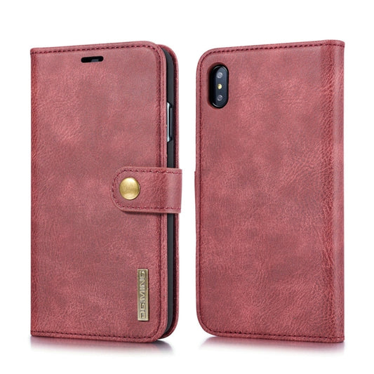 For iPhone XS Max DG.MING Crazy Horse Texture Flip Detachable Magnetic Leather Case with Holder & Card Slots & Wallet (Red) - More iPhone Cases by DG.MING | Online Shopping UK | buy2fix