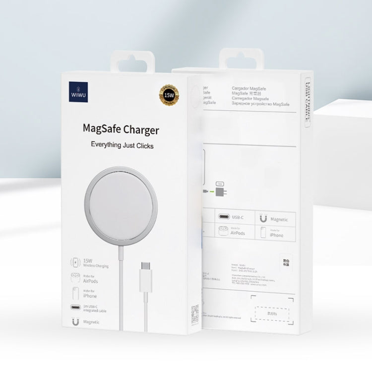 WIWU WI-W009 15W QI Standard Magsafe Magnetic Fast Charging Wireless Charger for iPhone 15 / 14 / 13 12 Series(White) - Wireless Charger by WIWU | Online Shopping UK | buy2fix