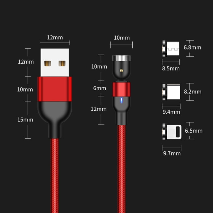 2m 2A Output 3 in 1 USB to 8 Pin + USB-C / Type-C + Micro USB Nylon Braided Rotate Magnetic Charging Cable (Black) - Charging Cable & Head by buy2fix | Online Shopping UK | buy2fix