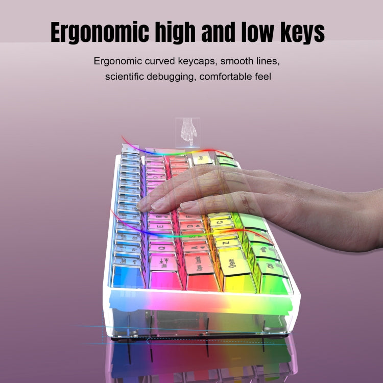 HXSJ V700T 61-key Wired Membrane RGB Backlit Mechanical Keyboard (Transparent) - Wired Keyboard by HXSJ | Online Shopping UK | buy2fix