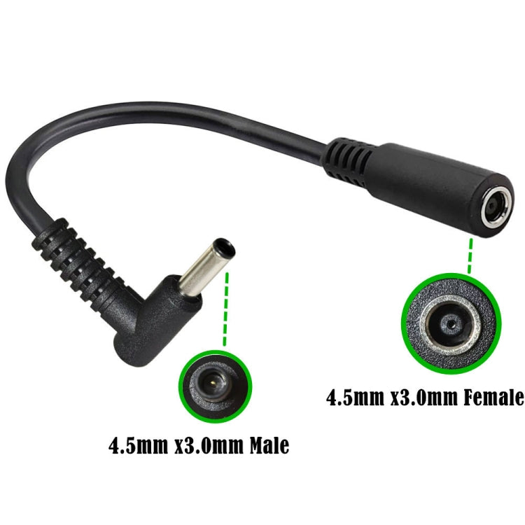 4.5 x 3.0mm Elbow Male to Female Adapter 15cm DC Power Extension Cable for HP (Black) - For HP by buy2fix | Online Shopping UK | buy2fix