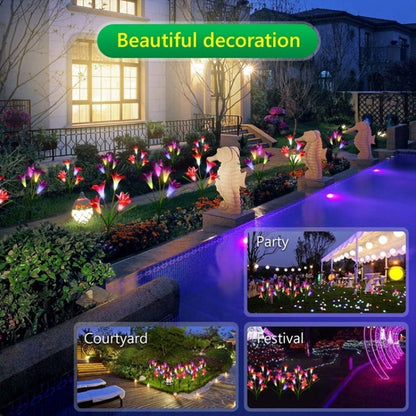 Simulated Lily Flower 4 Heads Solar Powered Outdoor IP55 Waterproof LED Decorative Lawn Lamp, White Light (White) - Solar Lights by buy2fix | Online Shopping UK | buy2fix