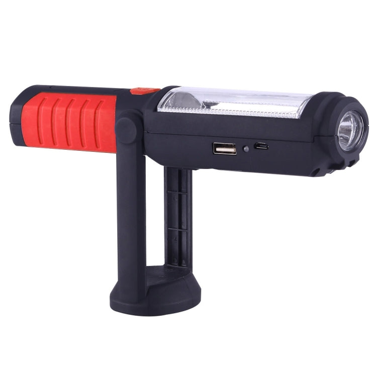 PR5W-1 5W COB+1W F8 IP43 Waterproof White Light LED Torch Work Light , 400 LM Multi-function USB Charging Portable Emergency Work Stand Light with Magnetic & 360 Degrees Swivel Hook(Red) - LED Flashlight by buy2fix | Online Shopping UK | buy2fix