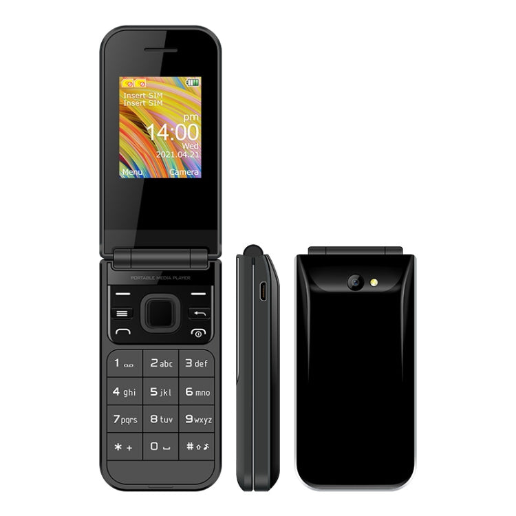UNIWA F2720 Flip Phone, 1.77 inch, SC6531E, Support Bluetooth, FM, GSM, Dual SIM(Black) - UNIWA by UNIWA | Online Shopping UK | buy2fix