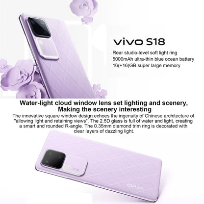 vivo S18, Dual Back Cameras, 12GB+512GB, Face ID Screen Fingerprint Identification, 6.78 inch Android 14.0 OriginOS 4 Snapdragon 7 Gen 3 Octa Core 2.63GHz, OTG, NFC, Network: 5G, Support Google Play (Black) - vivo by vivo | Online Shopping UK | buy2fix