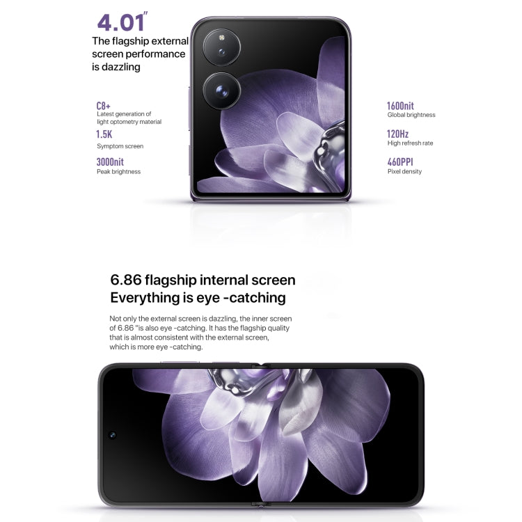 Xiaomi MIX Flip, 12GB+256GB, 6.86 inch + 4.01 inch Xiaomi HyperOS Snapdragon 8 Gen 3 Octa Core 4nm up to 3.3GHz, NFC, Network: 5G (White) - Xiaomi MI by Xiaomi | Online Shopping UK | buy2fix