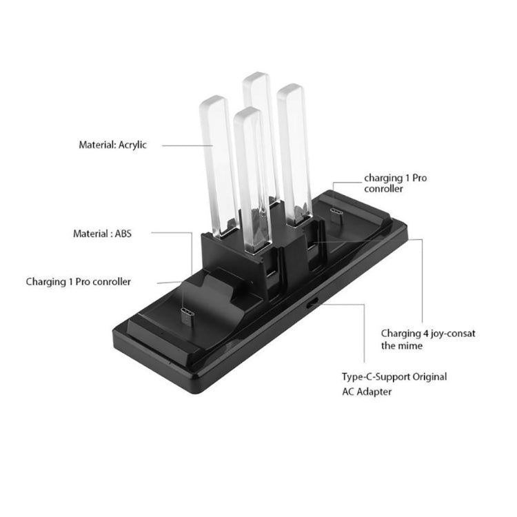 6 in 1 USB Charging Dock Station Stand / Controller Support  Charger with LED Indication  for Nintend Switch & Joy-Con & Pro Controller(Black) - Charger & Power by buy2fix | Online Shopping UK | buy2fix