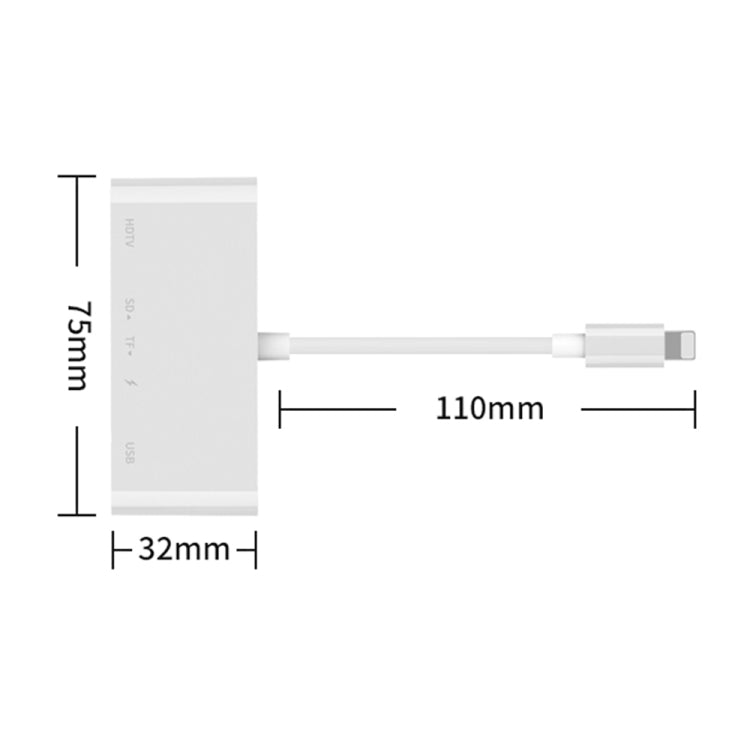 75215 5 in 1 8 Pin to HDMI + SD Card Slot + TF Card Slot + USB + 8 Pin Charging Port HD Video Converter - Converter & Adapter by buy2fix | Online Shopping UK | buy2fix