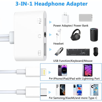 NK-109Pro USB-C/Type-C+8 Pin to USB+3.5mm+USB-C/Type-C Multifunctional Audio Adapter - Converter & Adapter by buy2fix | Online Shopping UK | buy2fix