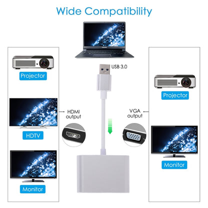 2 in 1 USB 3.0 to HDMI + VGA Adapter(Silver) - Cable & Adapters by buy2fix | Online Shopping UK | buy2fix