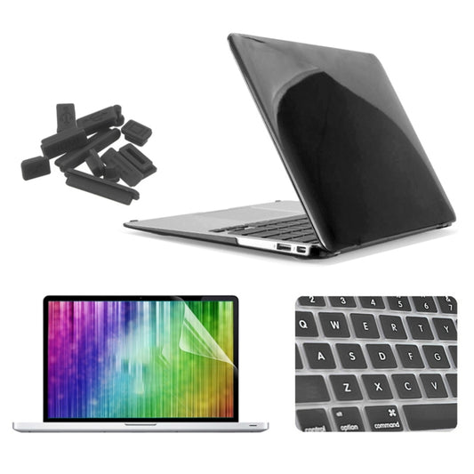 ENKAY for MacBook Air 13.3 inch (US Version) / A1369 / A1466 4 in 1 Crystal Hard Shell Plastic Protective Case with Screen Protector & Keyboard Guard & Anti-dust Plugs(Black) - MacBook Air Cases by ENKAY | Online Shopping UK | buy2fix