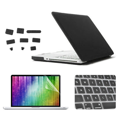 ENKAY for MacBook Pro 13.3 inch (US Version) / A1278 4 in 1 Frosted Hard Shell Plastic Protective Case with Screen Protector & Keyboard Guard & Anti-dust Plugs(Black) - MacBook Pro Cases by ENKAY | Online Shopping UK | buy2fix