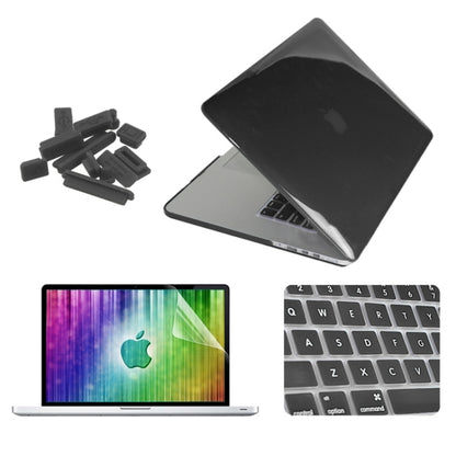 ENKAY for MacBook Pro Retina 15.4 inch (US Version) / A1398 4 in 1 Crystal Hard Shell Plastic Protective Case with Screen Protector & Keyboard Guard & Anti-dust Plugs(Black) - MacBook Pro Cases by ENKAY | Online Shopping UK | buy2fix