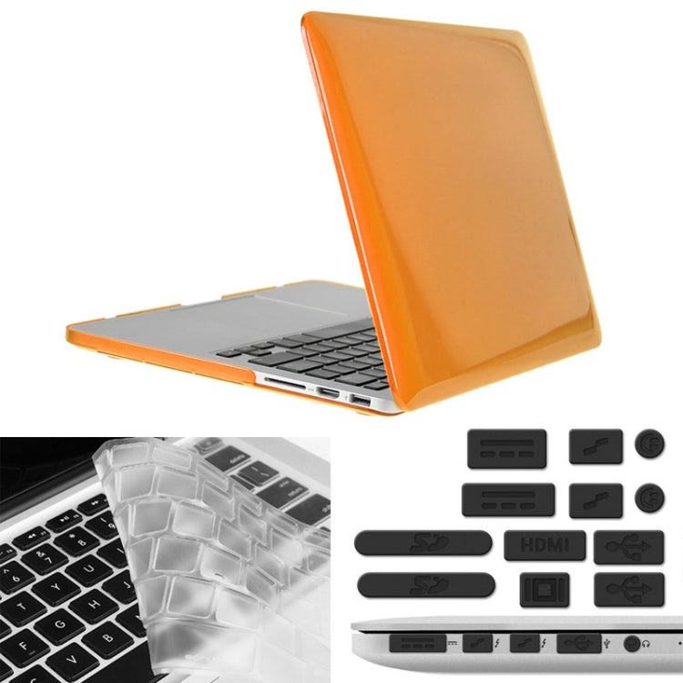 ENKAY for Macbook Pro Retina 13.3 inch (US Version) / A1425 / A1502 Hat-Prince 3 in 1 Crystal Hard Shell Plastic Protective Case with Keyboard Guard & Port Dust Plug(Orange) - MacBook Pro Cases by ENKAY | Online Shopping UK | buy2fix