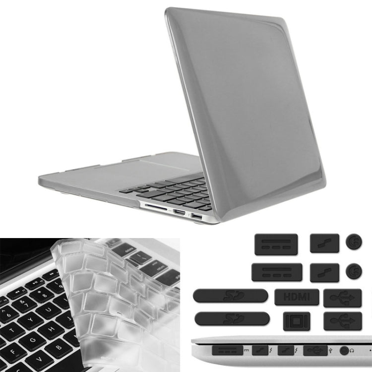 ENKAY for Macbook Pro Retina 13.3 inch (US Version) / A1425 / A1502 Hat-Prince 3 in 1 Crystal Hard Shell Plastic Protective Case with Keyboard Guard & Port Dust Plug(Grey) - MacBook Pro Cases by ENKAY | Online Shopping UK | buy2fix