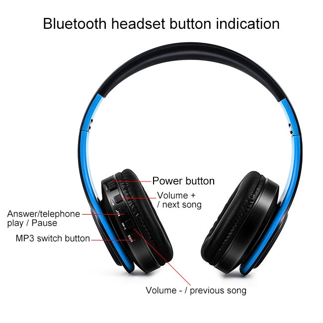 LPT660 Wireless Folding Sports Stereo Music Bluetooth Phones Earphones Support TF Card (Blue) - Headset & Headphone by buy2fix | Online Shopping UK | buy2fix