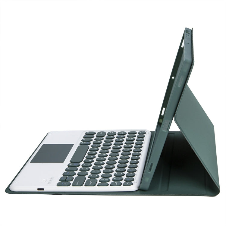 For iPad 10th Gen 10.9 2022 YA10B-A Lambskin Texture Bluetooth Touch Keyboard Leather Tablet Case with Pen Slot (Dark Green) - Universal by buy2fix | Online Shopping UK | buy2fix