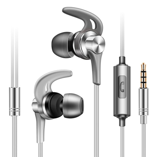 QKZ EQ1 CNC Metal Shark Fin Headphones Sports Music Headphones, Microphone Version (Silver) - In Ear Wired Earphone by QKZ | Online Shopping UK | buy2fix
