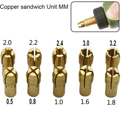 10 in 1 Three-claw Copper Clamp Nut for Electric Mill Fittings，Bore diameter: 0.5-3.2mm - Hex Key & Spanner by buy2fix | Online Shopping UK | buy2fix