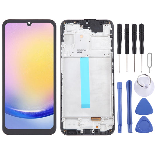 For Samsung Galaxy A25 SM-A256B 6.36 inch OLED LCD Screen Digitizer Full Assembly with Frame (Black) - Galaxy A Series Parts by buy2fix | Online Shopping UK | buy2fix