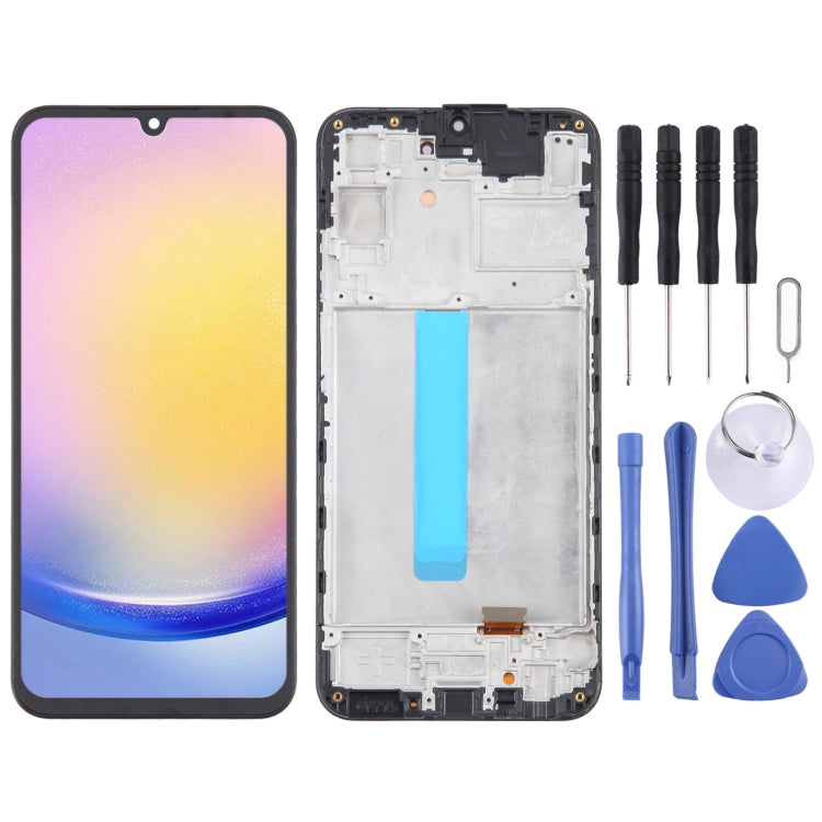 For Samsung Galaxy A25 SM-A256B 6.43 inch OLED LCD Screen Digitizer Full Assembly with Frame (Black) - Galaxy A Series Parts by buy2fix | Online Shopping UK | buy2fix