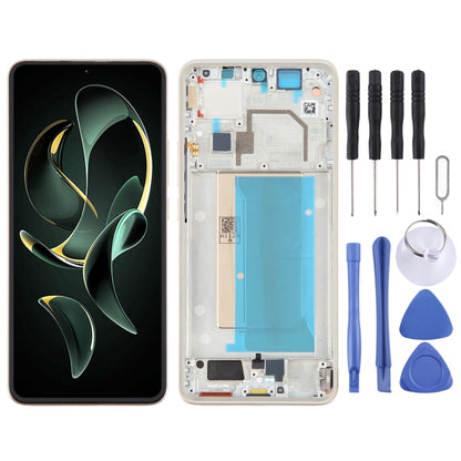 For Xiaomi 13T Pro Original AMOLED Material LCD Screen Digitizer Full Assembly with Frame (Gold) - LCD Screen by buy2fix | Online Shopping UK | buy2fix