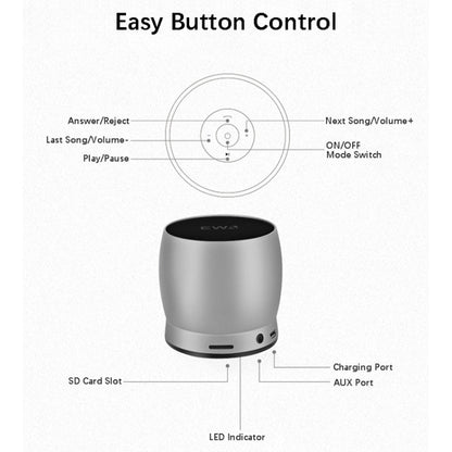 EWA A150 Portable Mini Bluetooth Speaker Wireless Hifi Stereo Strong Bass Music Boom Box Metal Subwoofer, Support Micro SD Card & 3.5mm AUX(Black Gray) - Desktop Speaker by EWA | Online Shopping UK | buy2fix