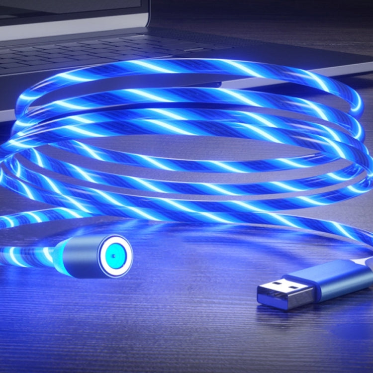 2 in 1 USB to 8 Pin + Micro USB Magnetic Suction Colorful Streamer Mobile Phone Charging Cable, Length: 1m(Blue Light) - Charging Cable & Head by buy2fix | Online Shopping UK | buy2fix