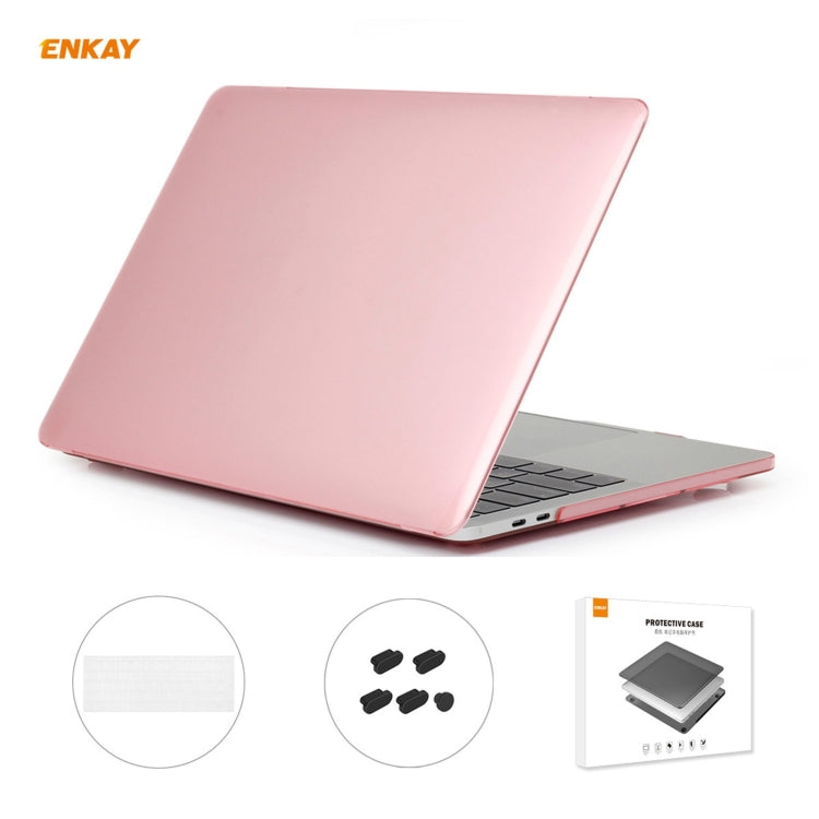 ENKAY 3 in 1 Crystal Laptop Protective Case + EU Version TPU Keyboard Film + Anti-dust Plugs Set for MacBook Pro 13.3 inch A1706 / A1989 / A2159 (with Touch Bar)(Pink) - MacBook Pro Cases by ENKAY | Online Shopping UK | buy2fix