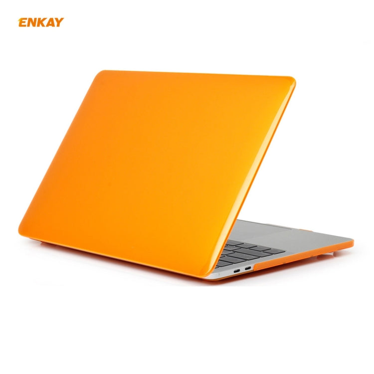 ENKAY 3 in 1 Crystal Laptop Protective Case + EU Version TPU Keyboard Film + Anti-dust Plugs Set for MacBook Pro 13.3 inch A1708 (without Touch Bar)(Orange) - MacBook Pro Cases by ENKAY | Online Shopping UK | buy2fix