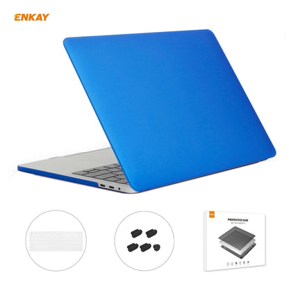 ENKAY 3 in 1 Matte Laptop Protective Case + EU Version TPU Keyboard Film + Anti-dust Plugs Set for MacBook Pro 15.4 inch A1707 & A1990 (with Touch Bar)(Dark Blue) - MacBook Pro Cases by ENKAY | Online Shopping UK | buy2fix