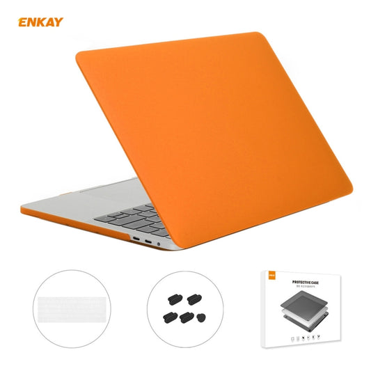 ENKAY 3 in 1 Matte Laptop Protective Case + EU Version TPU Keyboard Film + Anti-dust Plugs Set for MacBook Pro 15.4 inch A1707 & A1990 (with Touch Bar)(Orange) - MacBook Pro Cases by ENKAY | Online Shopping UK | buy2fix