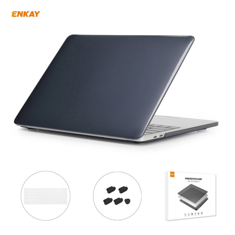 ENKAY 3 in 1  Crystal Laptop Protective Case + EU Version TPU Keyboard Film + Anti-dust Plugs Set for MacBook Pro 15.4 inch A1707 & A1990 (with Touch Bar)(Black) - MacBook Pro Cases by ENKAY | Online Shopping UK | buy2fix