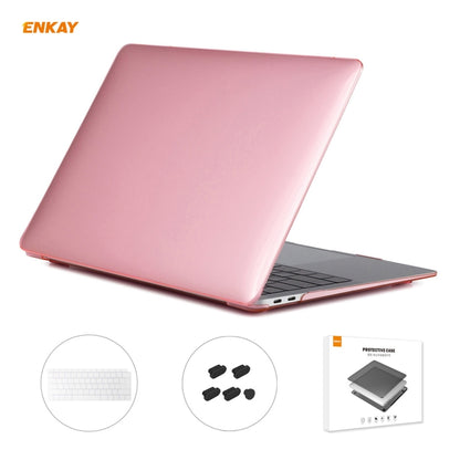 For MacBook Air 13.3 inch A1932 2018 ENKAY 3 in 1 Crystal Laptop Protective Case and EU Version TPU Keyboard Film and Anti-dust Plugs Set(Pink) - MacBook Air Cases by ENKAY | Online Shopping UK | buy2fix