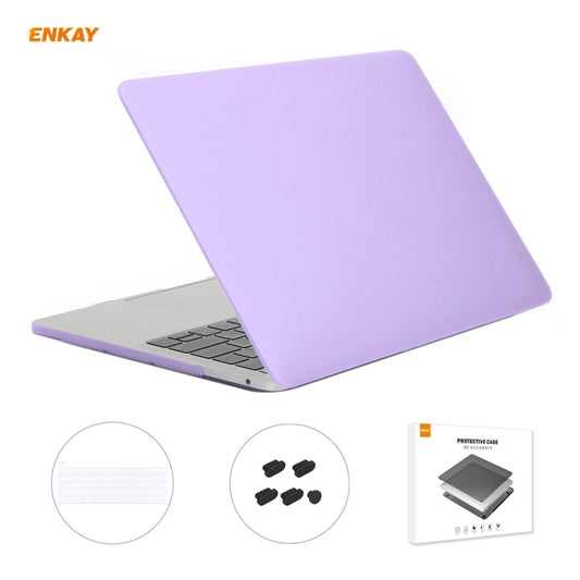 ENKAY 3 in 1 Matte Laptop Protective Case + US Version TPU Keyboard Film + Anti-dust Plugs Set for MacBook Pro 13.3 inch A2251 & A2289 & A2338 (with Touch Bar)(Purple) - MacBook Pro Cases by ENKAY | Online Shopping UK | buy2fix