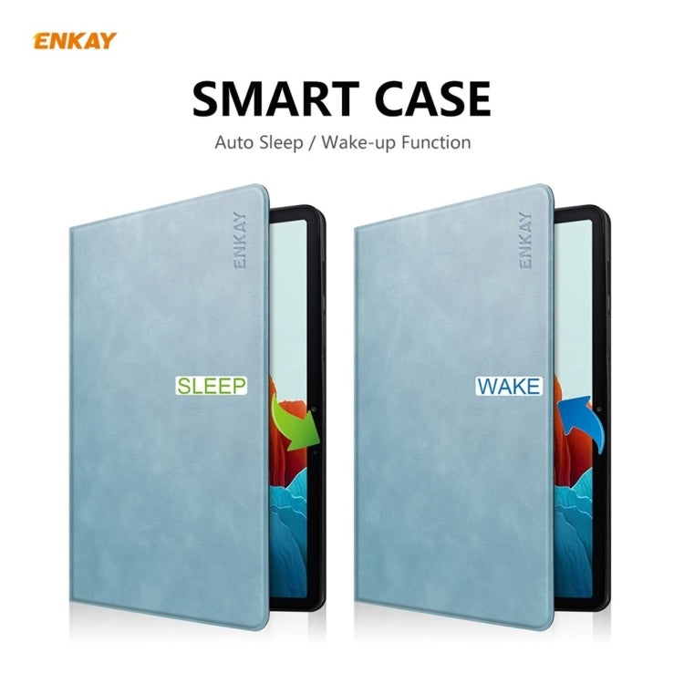 ENKAY ENK-8026 Cow Texture PU Leather + TPU Smart Case with Pen Slot for Samsung Galaxy Tab S8 / Galaxy Tab S7 11.0 T870 / T875(Sky Blue) - Galaxy Tab S8 Cases by ENKAY | Online Shopping UK | buy2fix