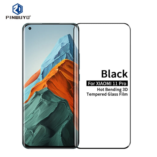 For Xiaomi Mi 11 Pro PINWUYO 9H 3D Hot Bending Tempered Glass Film(Black) -  by PINWUYO | Online Shopping UK | buy2fix