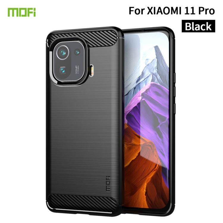 For Xiaomi Mi 11 Pro MOFI Gentleness Series Brushed Texture Carbon Fiber Soft TPU Case(Black) - Xiaomi Cases by MOFI | Online Shopping UK | buy2fix