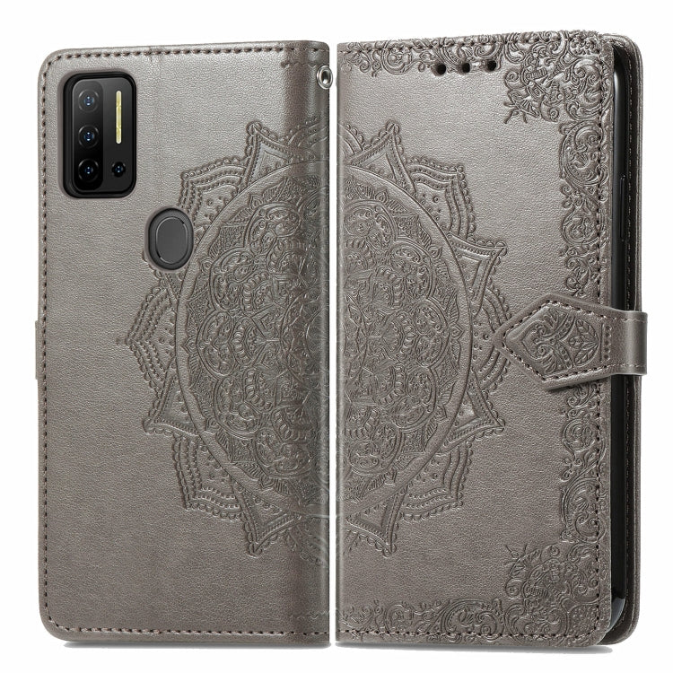 For Ulefone Note 11 Plus Mandala Flower Embossed Horizontal Flip Leather Case with Bracket / Card Slot / Wallet / Lanyard(Grey) - Ulefone Cases by buy2fix | Online Shopping UK | buy2fix