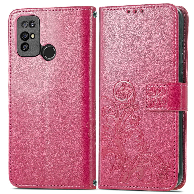 For  Doogee X96 Pro Four-leaf Clasp Embossed Buckle Mobile Phone Protection Leather Case with Lanyard & Card Slot & Wallet & Bracket Function(Magenta) - More Brand by buy2fix | Online Shopping UK | buy2fix