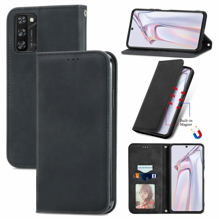 For Blackview A100 Retro Skin Feel Business Magnetic Horizontal Flip Leather Case with Holder & Card Slots & Wallet & Photo Frame(Black) - More Brand by buy2fix | Online Shopping UK | buy2fix