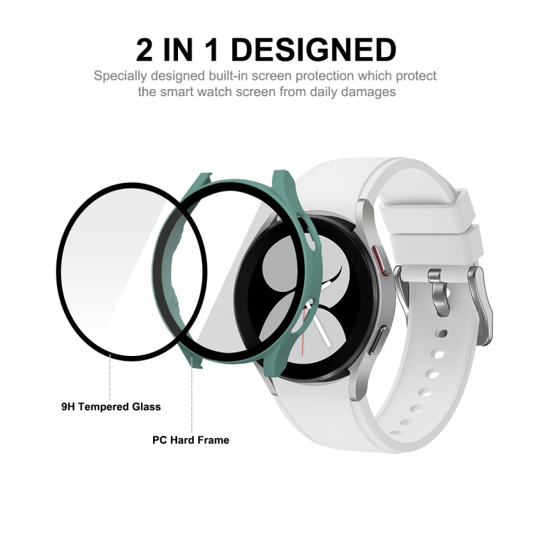 ENKAY Hat-Prince Full Coverage PC Frame + Tempered Glass Protector Composite Case for Samsung Galaxy Watch4 44mm(Green) - Watch Cases by ENKAY | Online Shopping UK | buy2fix