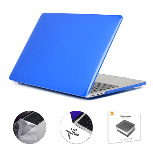 ENKAY Hat-Prince 3 in 1 Crystal Laptop Protective Case + TPU Keyboard Film + Anti-dust Plugs Set for MacBook Pro 14.2 inch A2442 2021, Version:EU Version(Dark Blue) - MacBook Pro Cases by ENKAY | Online Shopping UK | buy2fix