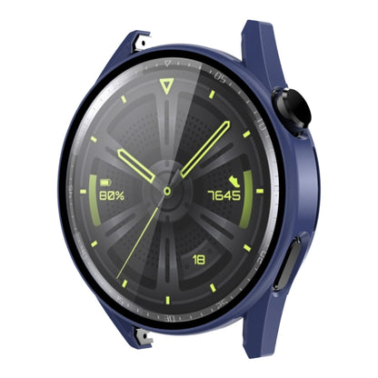 For Huawei Watch GT 3 46mm ENKAY Matte PC Frame + Tempered Glass Protector Case(Dark Blue) - Watch Cases by ENKAY | Online Shopping UK | buy2fix