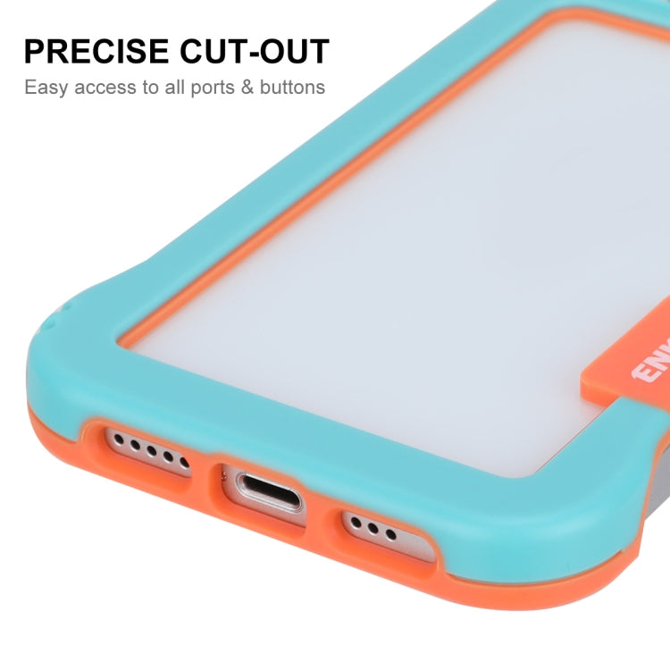 For iPhone 13 ENKAY Frameless Hollow PC Case + Glass Film(Blue) - iPhone 13 Cases by ENKAY | Online Shopping UK | buy2fix