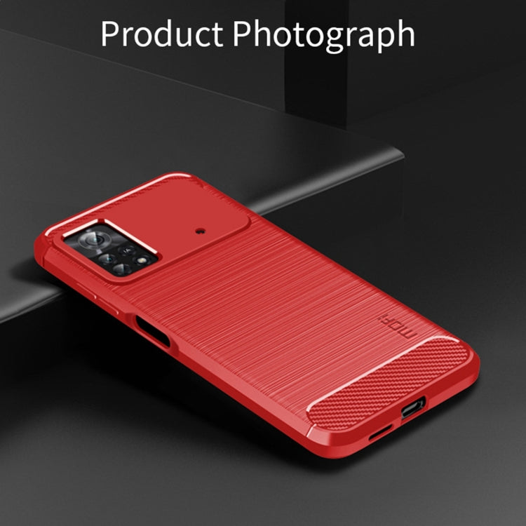 For Xiaomi Poco X4 Pro 5G MOFI Gentleness Brushed Carbon Fiber Soft TPU Case(Red) - Xiaomi Cases by MOFI | Online Shopping UK | buy2fix