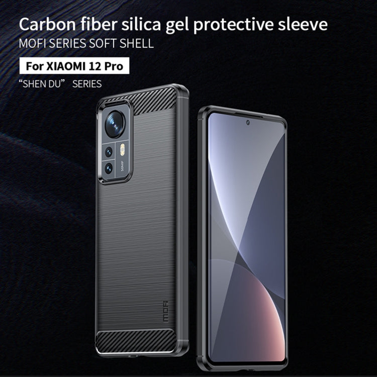 For Xiaomi 12 Pro MOFI Gentleness Brushed Carbon Fiber Soft TPU Case(Blue) - Xiaomi Cases by MOFI | Online Shopping UK | buy2fix