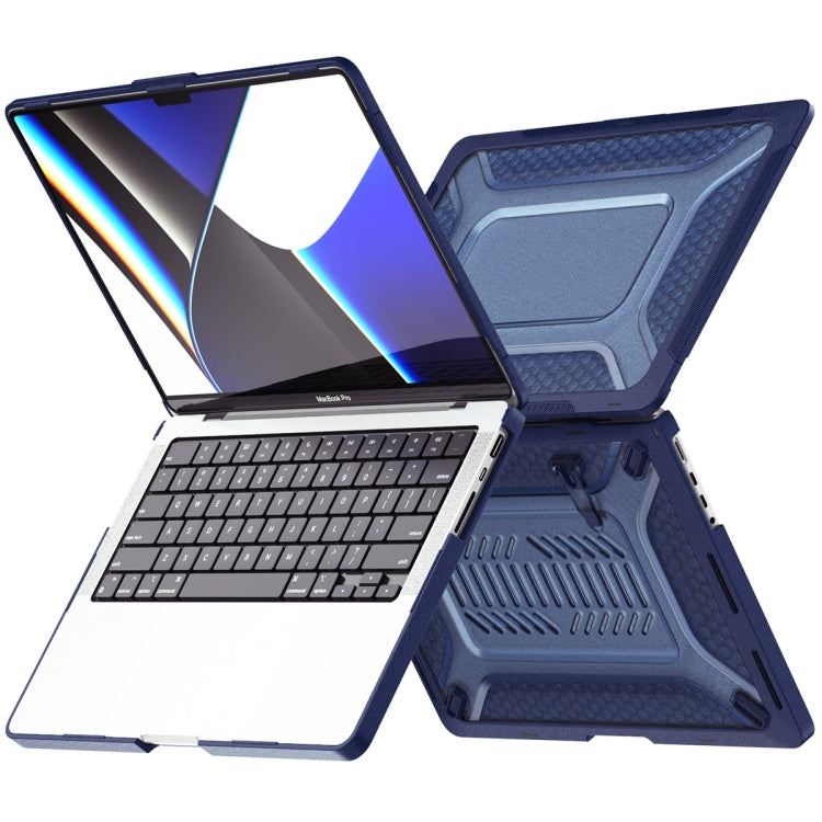 For MacBook Pro 14.2 A2442/A2779 2023 ENKAY Hat-Prince 3 in 1 Protective Bracket  Case Cover Hard Shell with TPU Keyboard Film / Anti-dust Plugs, Version:US(Blue) - MacBook Pro Cases by ENKAY | Online Shopping UK | buy2fix