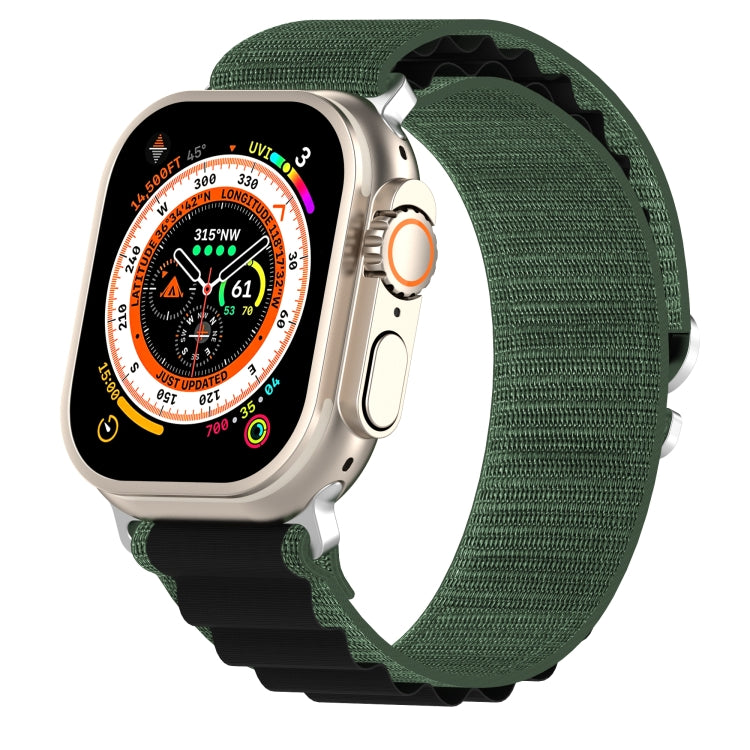 Double Color Nylon Watch Band For Apple Watch Ultra 49mm(Green+Black) - Watch Bands by buy2fix | Online Shopping UK | buy2fix