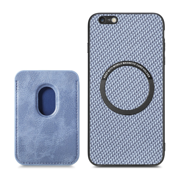 For iPhone 6 Plus / 6S Plus Carbon Fiber Leather Card Magsafe Magnetic Phone Case(Blue) - More iPhone Cases by buy2fix | Online Shopping UK | buy2fix